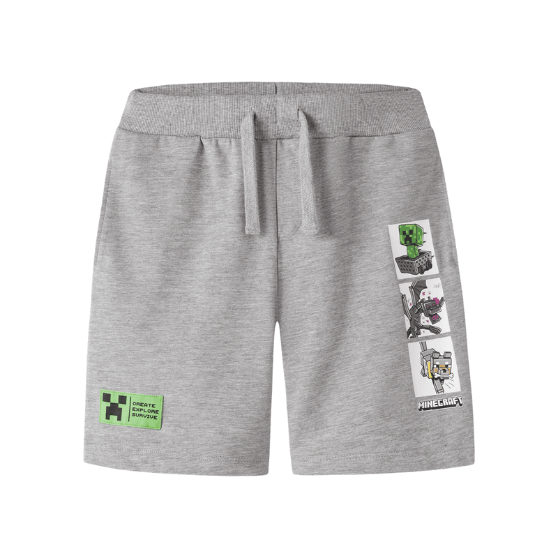 Name It Nkmmar Minecraft shorts til barn, Grey Melange