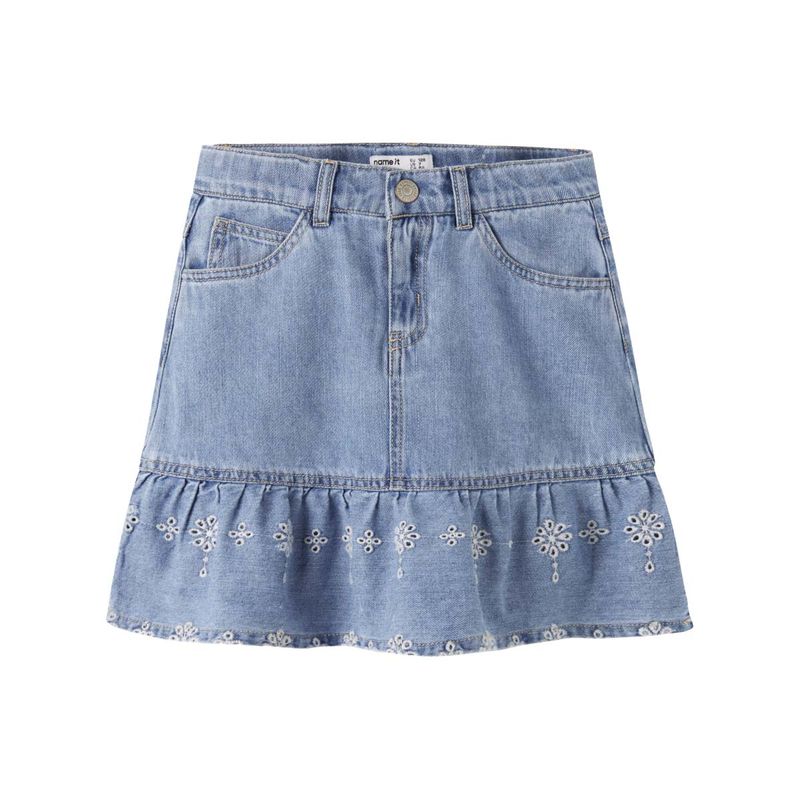 Name It Nkfhallie denim skjørt til barn, Light Blue Denim