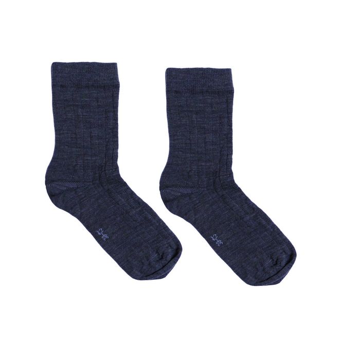 Hovedbilde Joha ribb ullsokker til barn, denim melange
