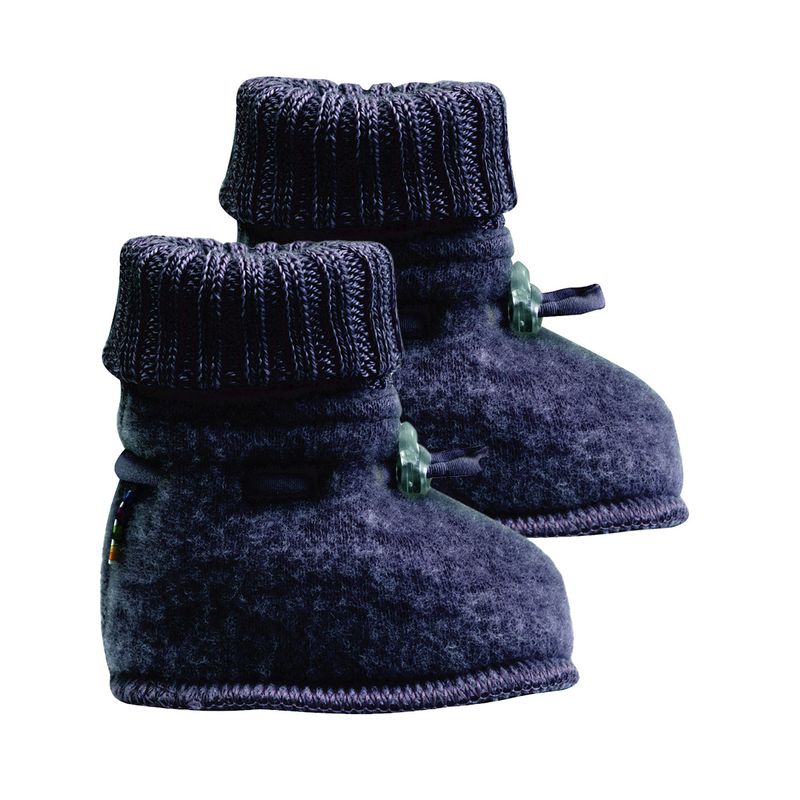 Joha ullfleece booties til baby, navy
