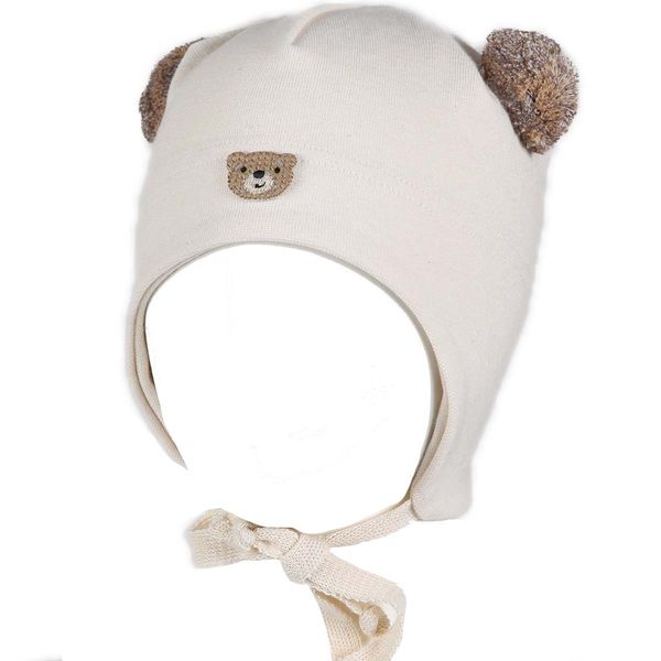Hovedbilde Kivat vårlue til barn med bamse, Offwhite