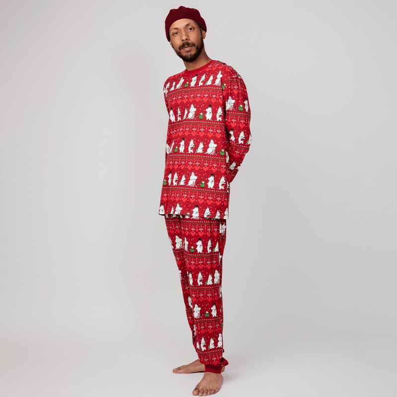 Martinex Vinterhjerte Mummi pyjamas til herre, Red