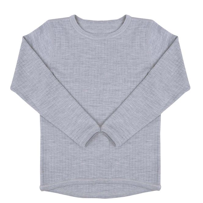 Hovedbilde Joha ribb genser i merinoull til barn, Light Grey