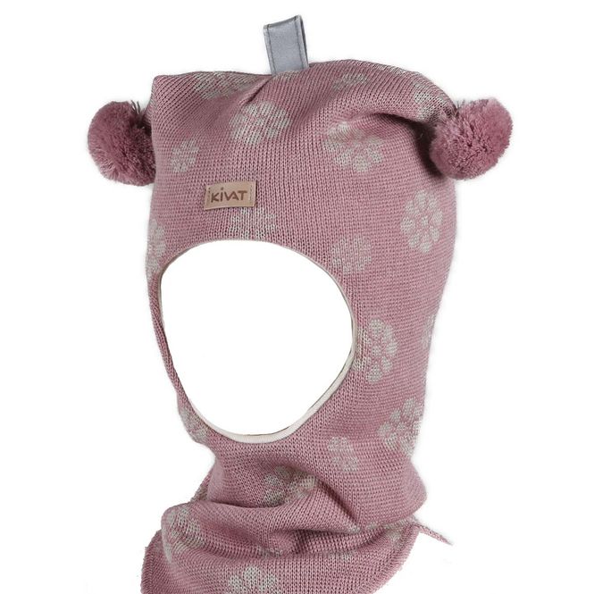 Hovedbilde Kivat balaclava i ull m/blomster til baby og ...