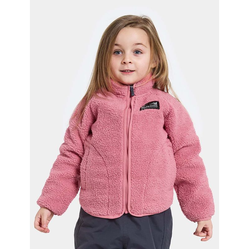 Didriksons Gibbs teddyjakke til barn, Heather Pink