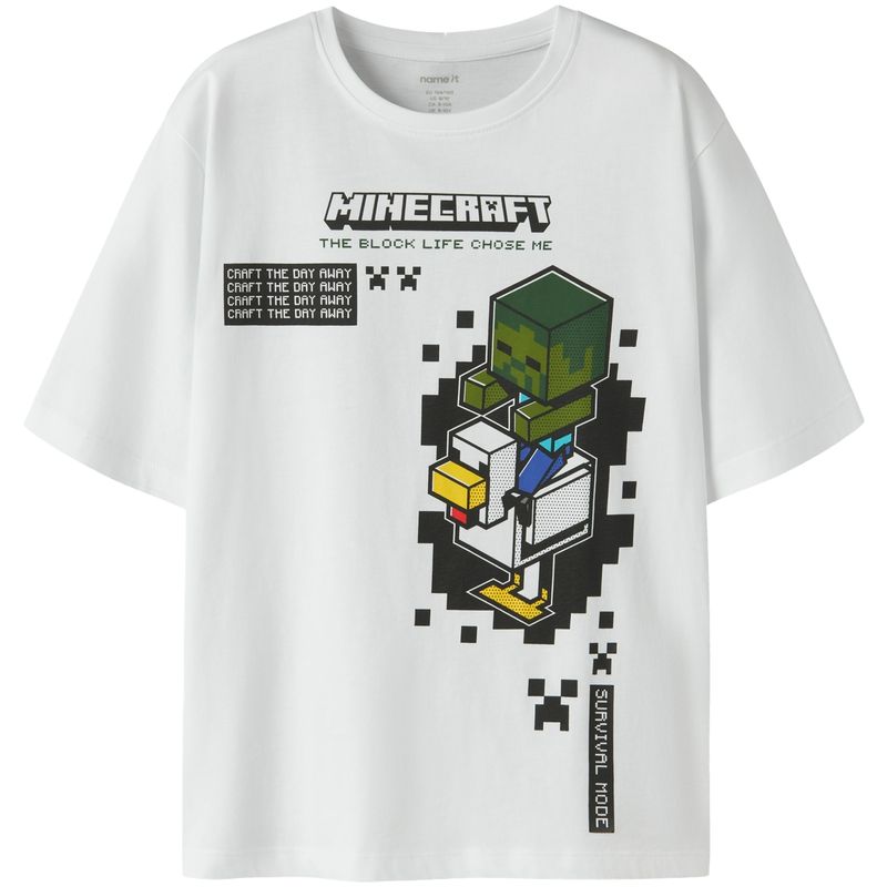 Name It Nkmjun Minecraft t-skjorte til barn, Bright White