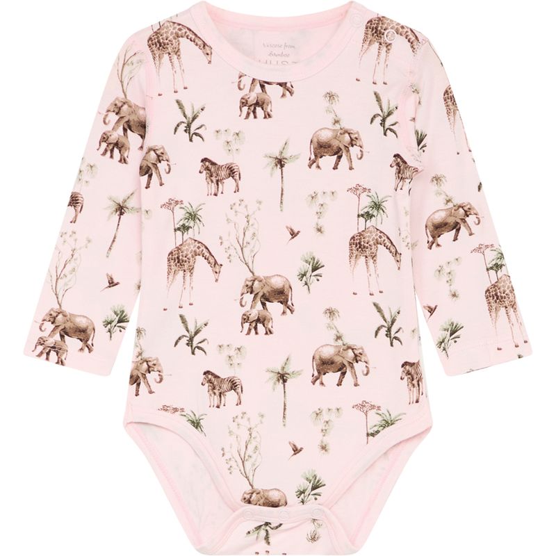Hust & Claire body i bambus m/safari dyr, Rose morn