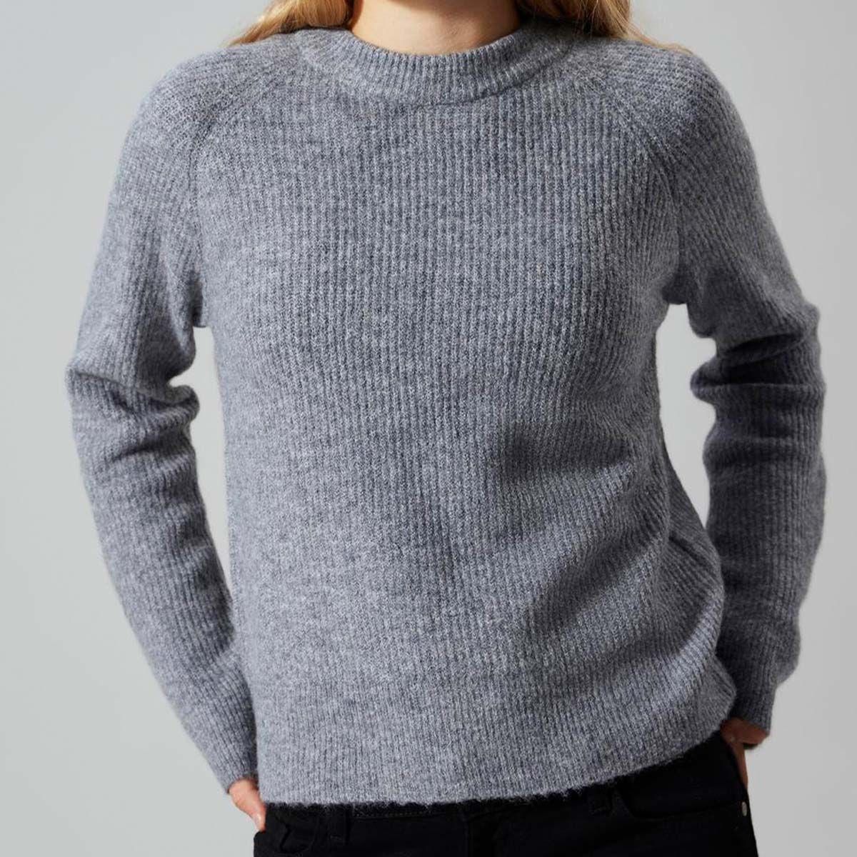 LMTD Nlfkleave strikket genser til barn, Grey Melange