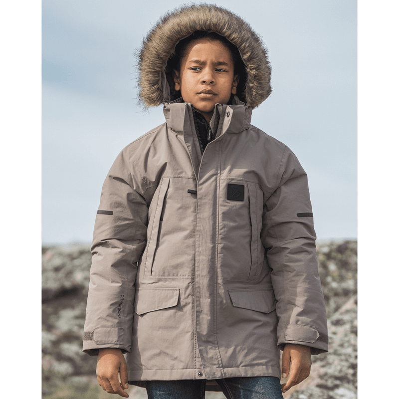 Didriksons Sylvin parkas vinterjakke til barn, Ash Brown
