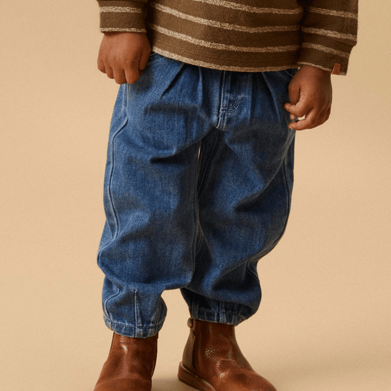 Lil' Atelier Nmnobello baggy jeans småbarn, Dark Blue Denim