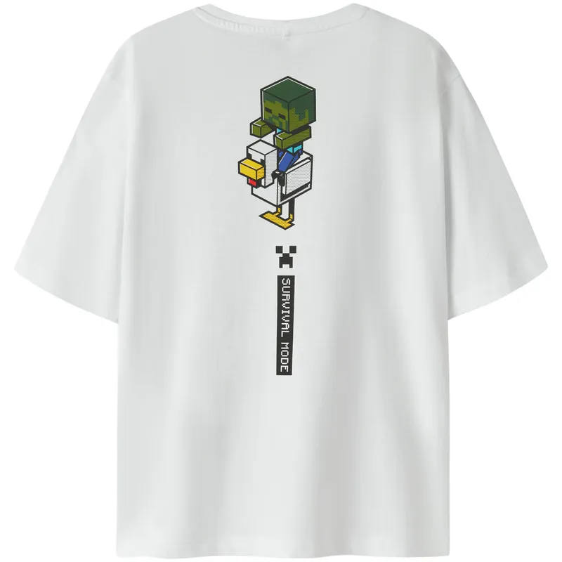 Name It Nkmjun Minecraft t-skjorte til barn, Bright White