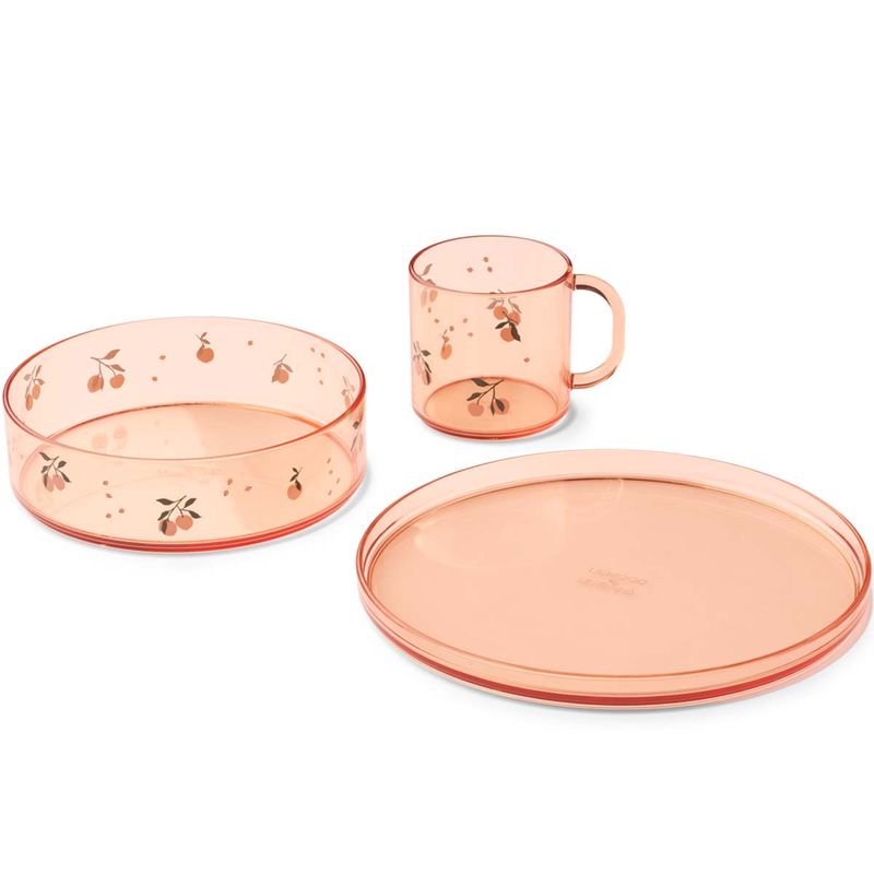 Liewood Siva spisesett i tritan, Peach/Sea shell