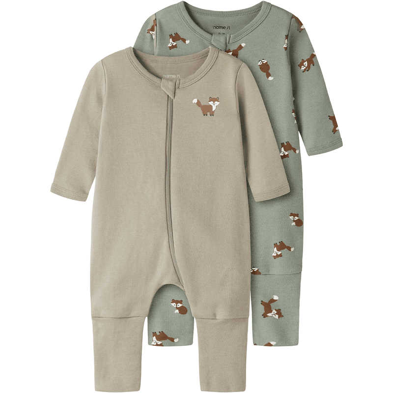 Name It Nbmnightsuit Fox 2-pack heldress, Shadow
