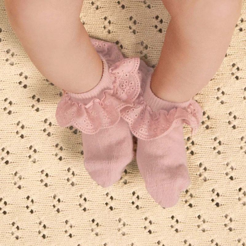 Lil' Atelier Nbfdertrud 2-pack sokker til baby, Misty Rose