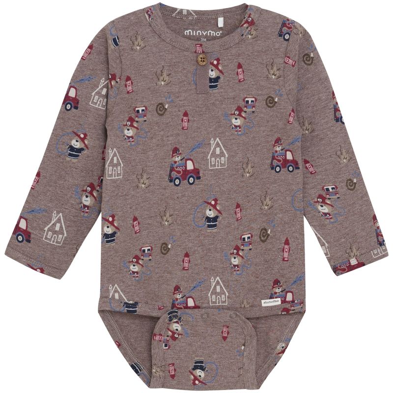 Minymo body m/print, Dark Brown Melange