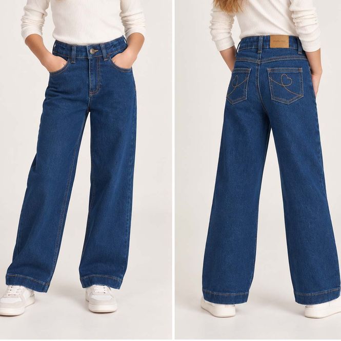 Hovedbilde Minymo Wide jeans til barn, Denim