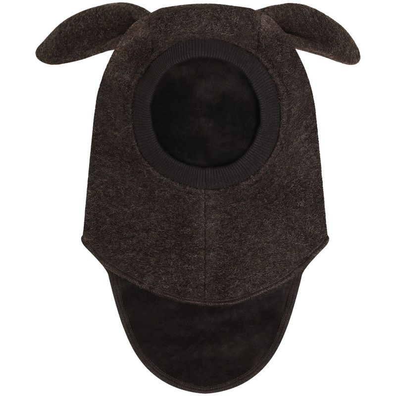 HUTTEliHUT balaclava i ull m/kaninører, Dark Brown Melange