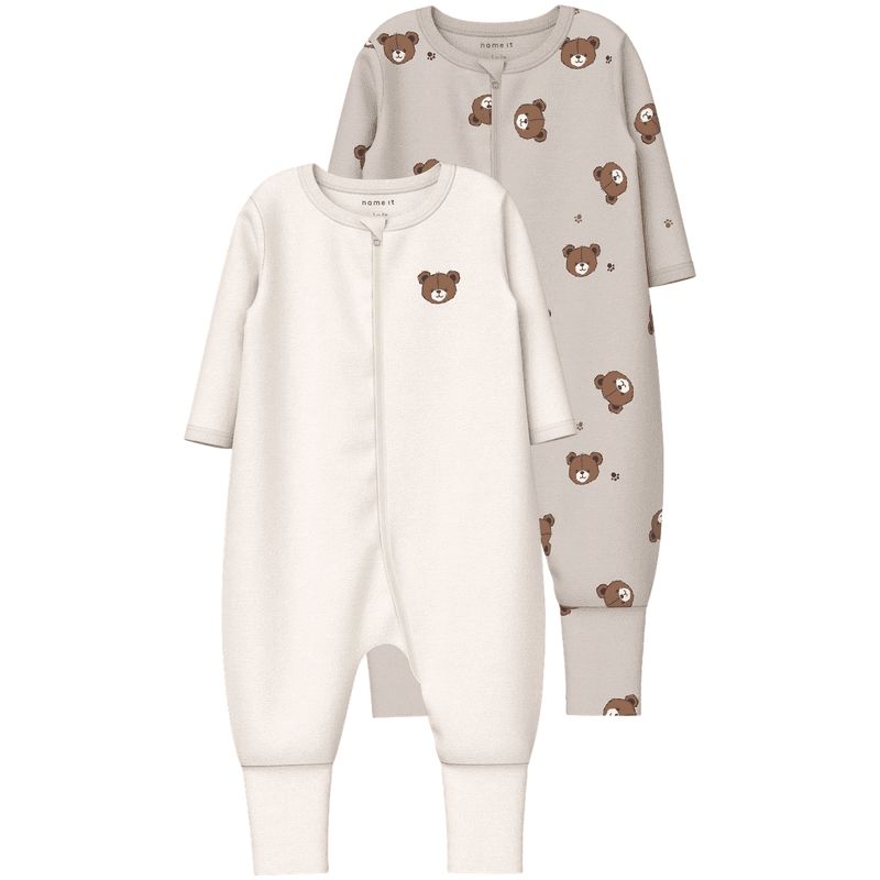 Name It Nbnnightsuit Bear 2-pack heldress, Pumice Stone
