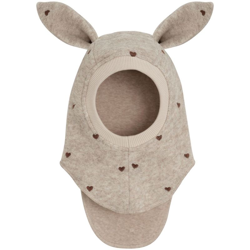HUTTEliHUT balaclava i ull m/ører og broderi, Sand Melange