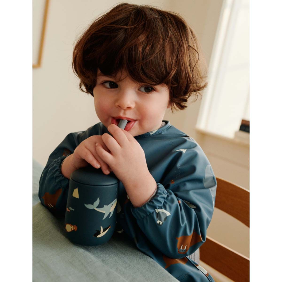 Liewood Merle Smekke med lange ermer, Arctic Sea/Ocean view