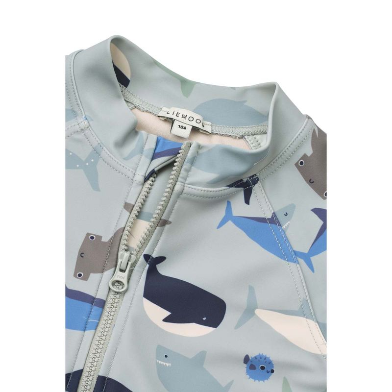 Liewood Max UV drakt til baby, Shark/Dove blue